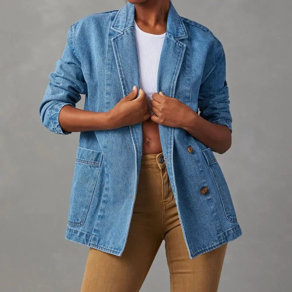 Vintage V Neck Denim Jacket