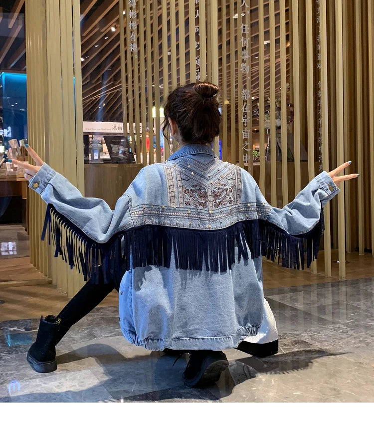 Boho Bloom Embroidered Denim Jacket
