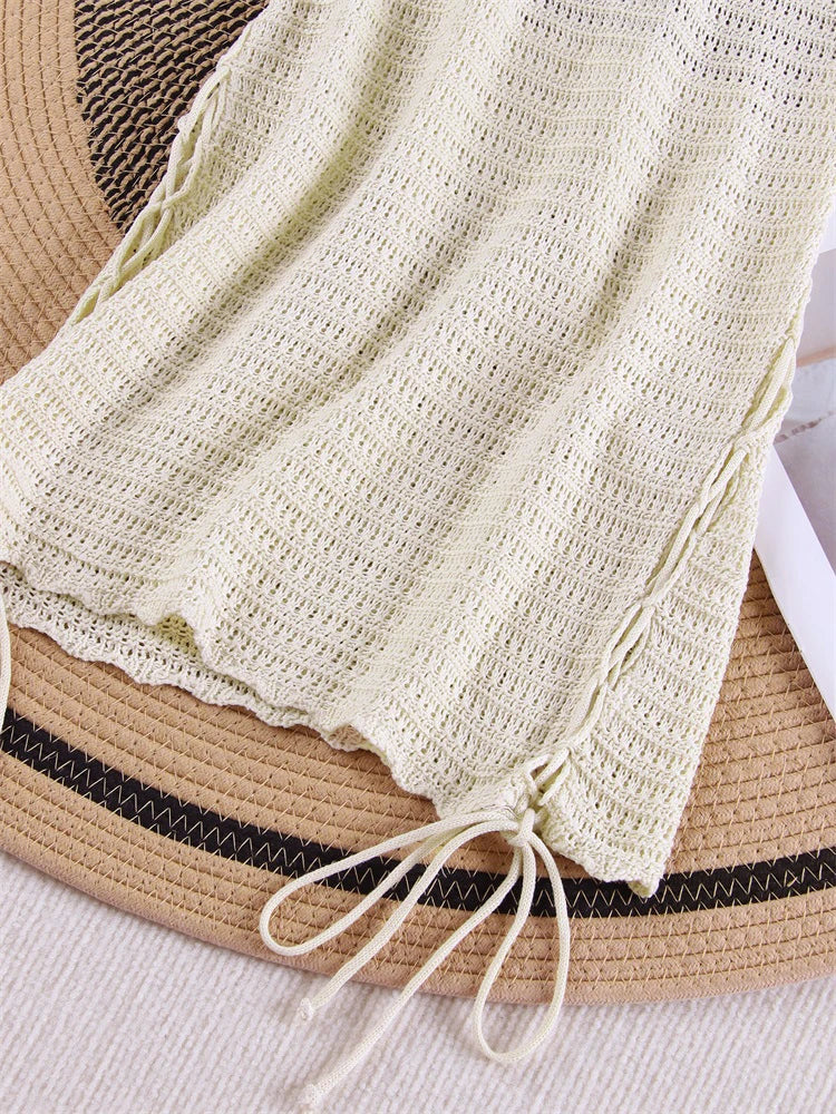 Knit Halter Cross-Strap Mini Dress
