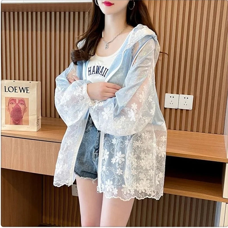 LaceBreeze Mesh Patch Hooded Jacket
