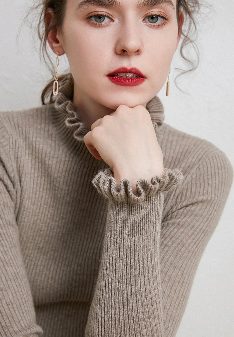 Cinched Turtleneck Knit Sweater