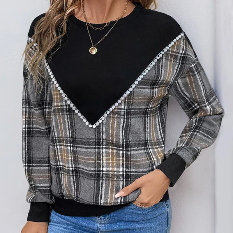 Vintage Plaid Patchwork Pullover