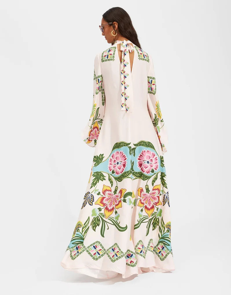 Vintage Muse Printed Maxi Dress