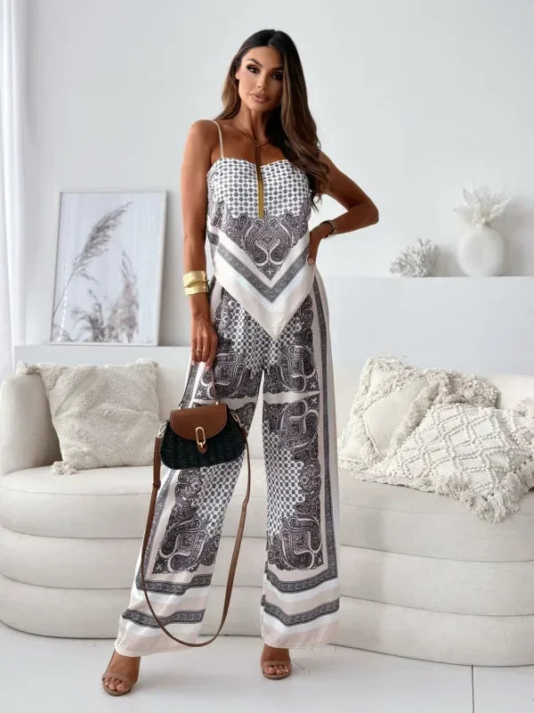 Satin Bloom Lace-Up Two-Piece Set