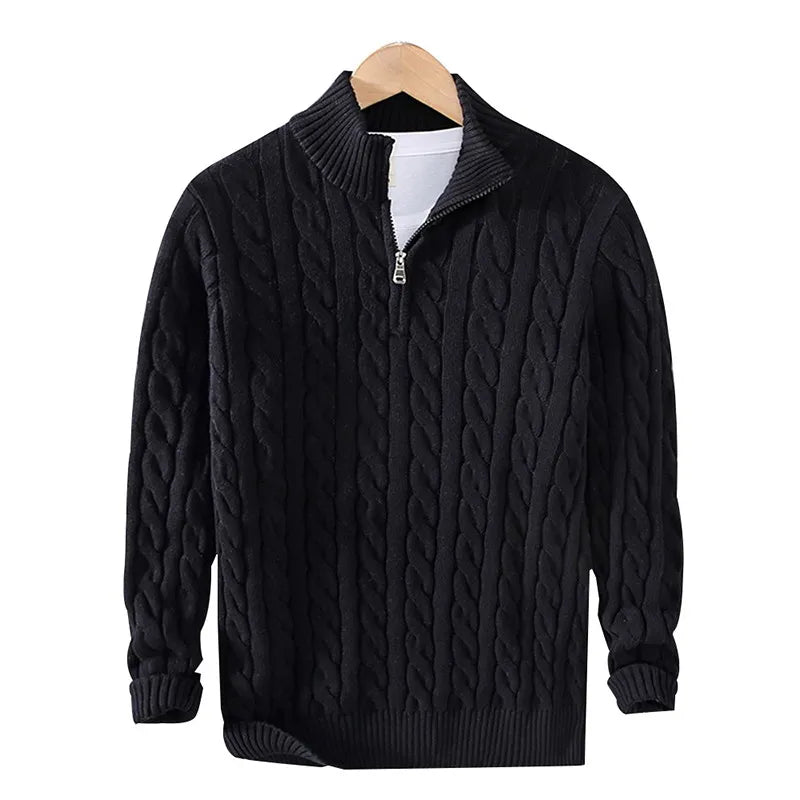 Cotton Warm Zip Pullover Sweater Rich Allure