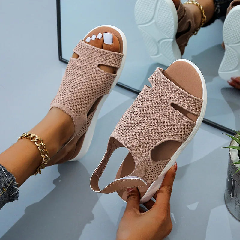 Crystal Mesh Flat Sandals