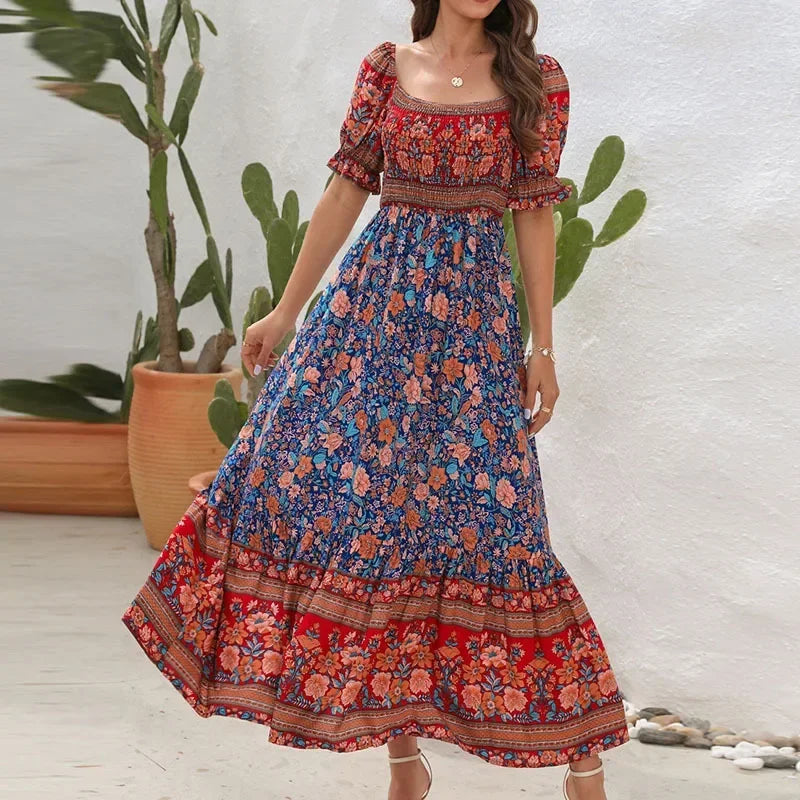 Sunlit Garden Pleated Boho Sundress