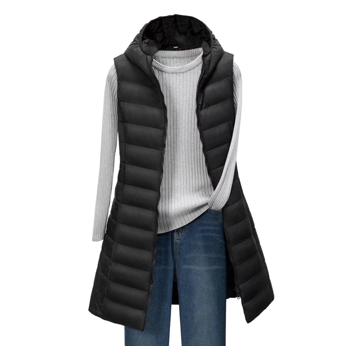 ThermaGlow Hooded Mid-Length Vest Coat