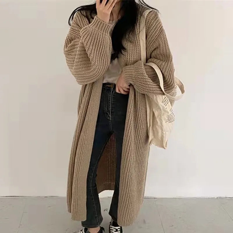 Vintage Cozy Long Knit Cardigan Rich Allure