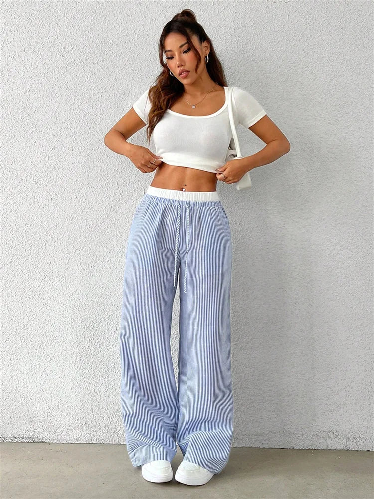Striped Wide Leg Woven Pants