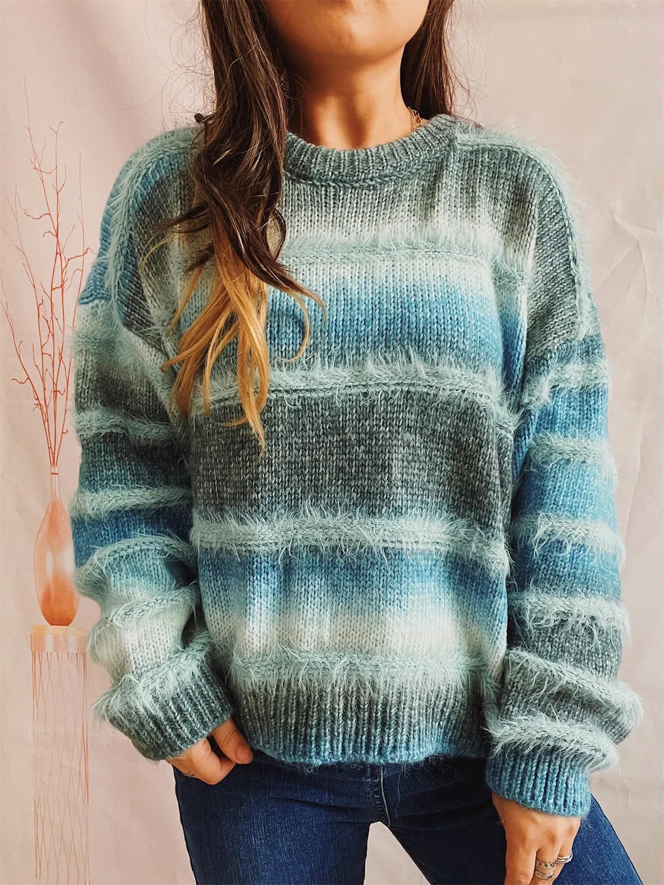 Cozy Gradient Stripe Knit Sweater