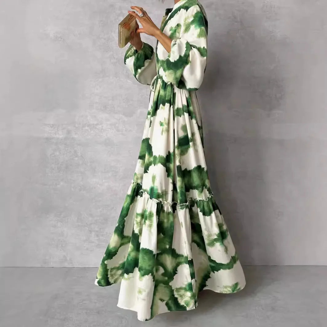Floral Grace V-Neck A-Line Dress