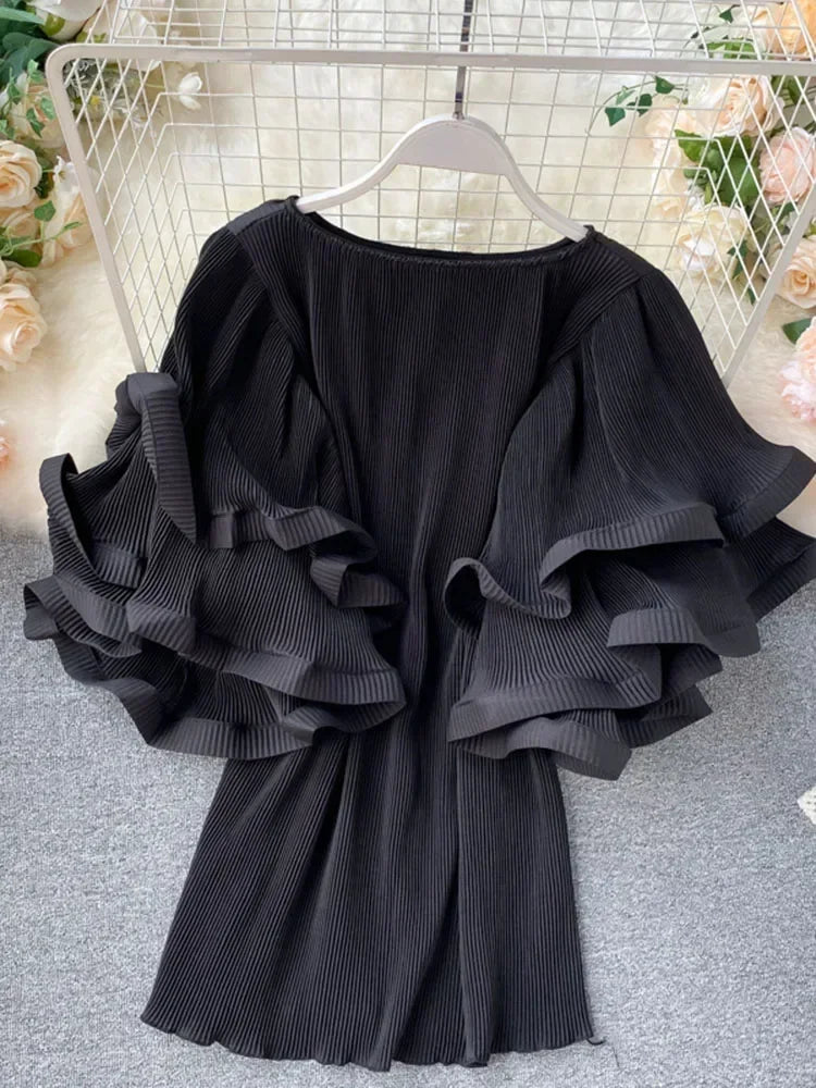 Flutter Grace Pleated Chiffon Blouse