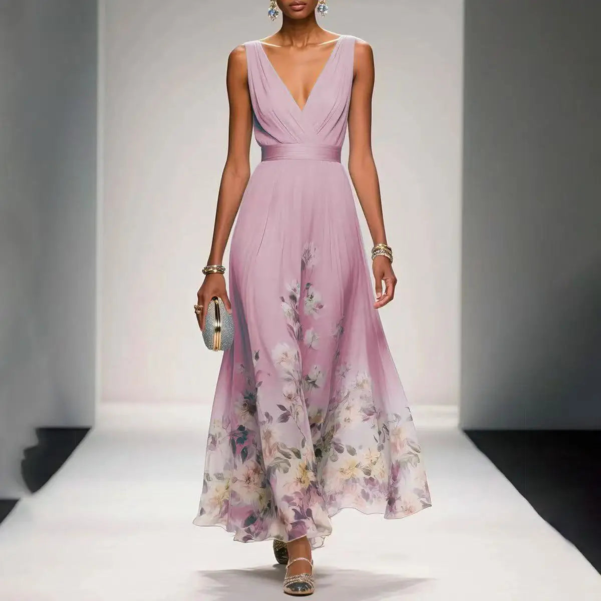 Boho Halter Floral Maxi Dress