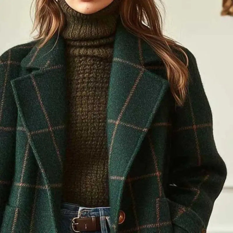 Women’s Warm Wool Plaid Coat