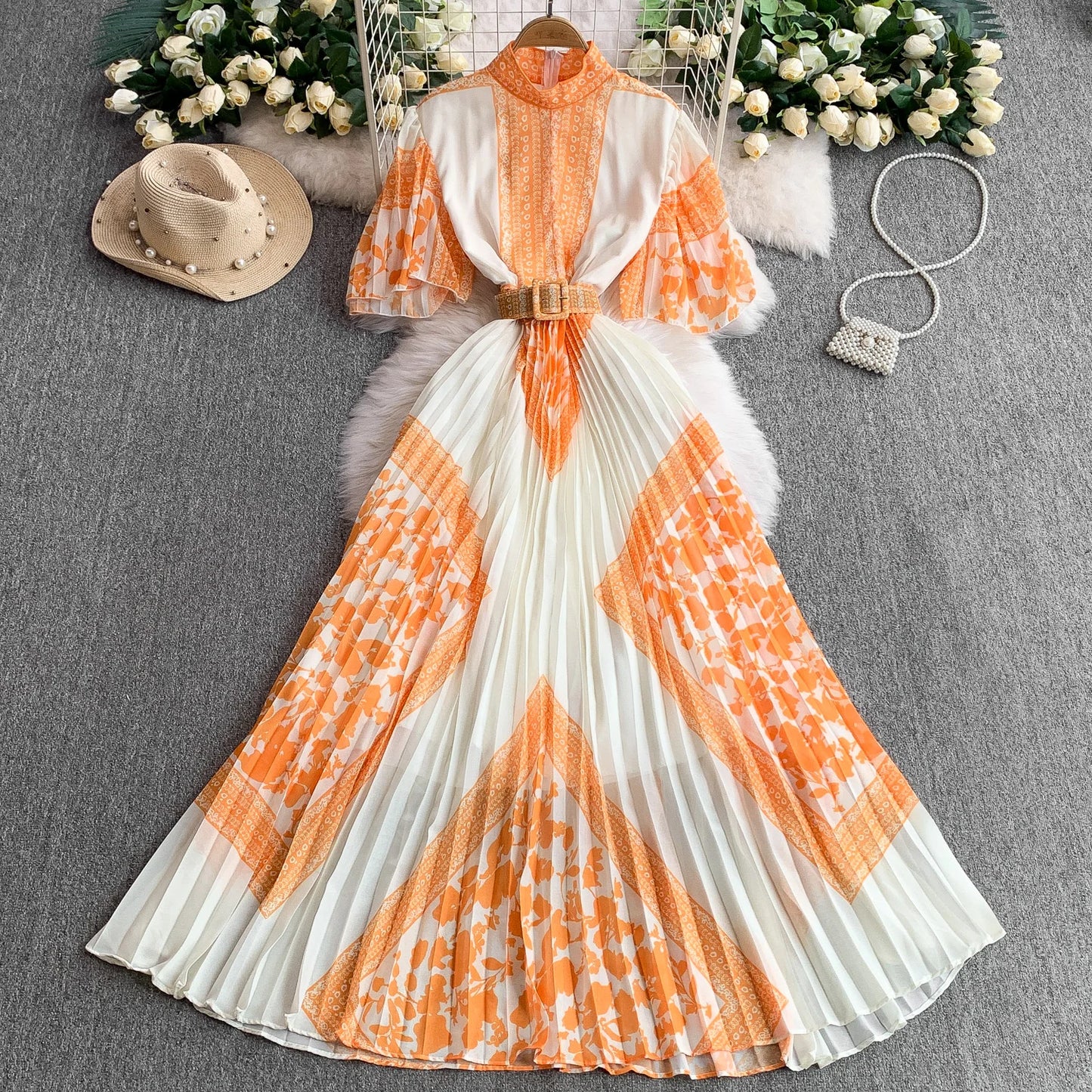 Retro Grace High Waist Midi Dress