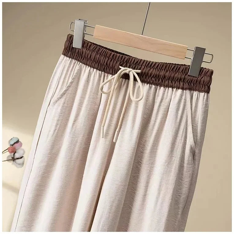 Color Block Retro Wide Leg Pants