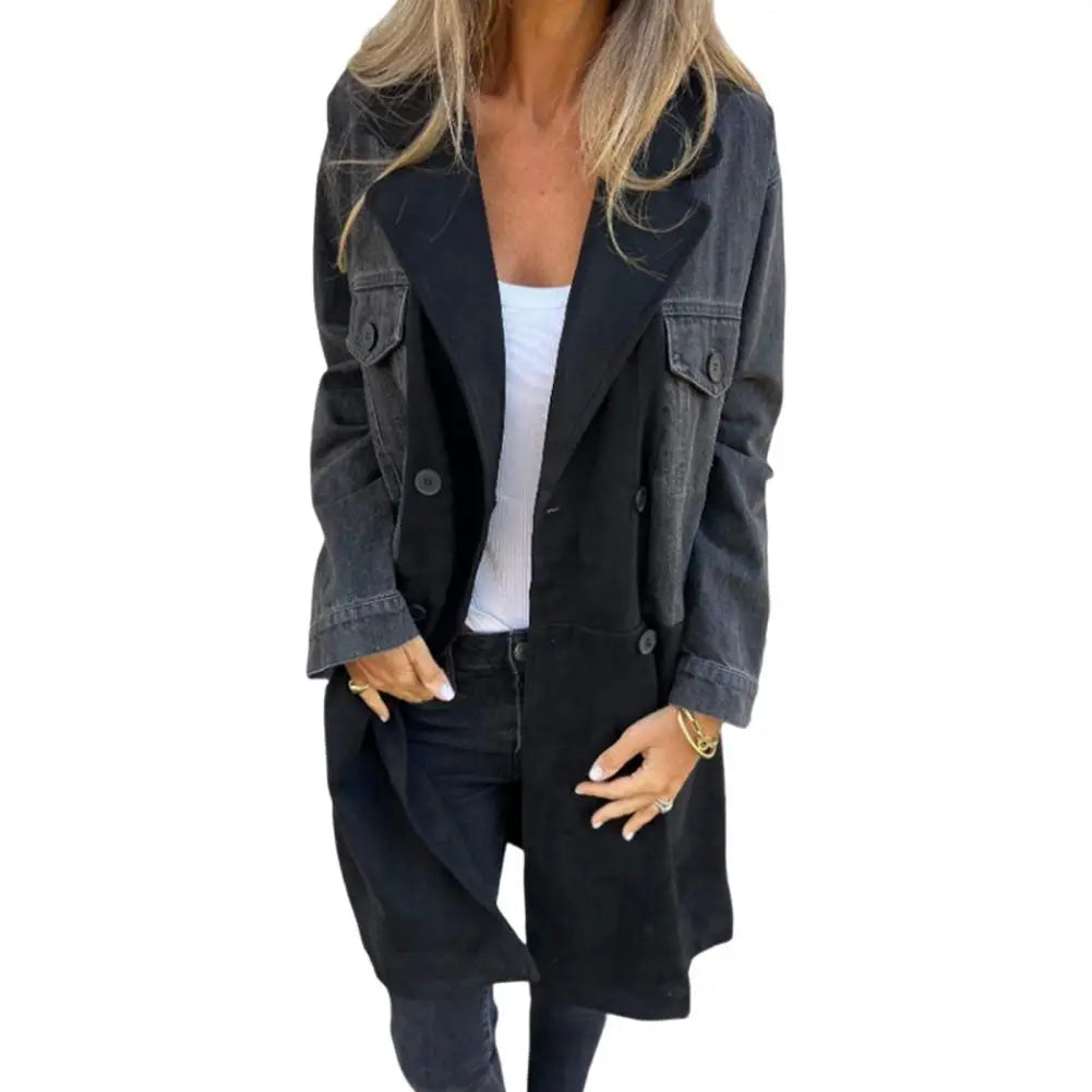 Color block Patchwork Denim Coat Rich Allure
