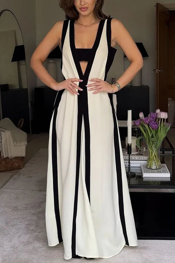 Bold Harmony V-Neck Maxi Dress