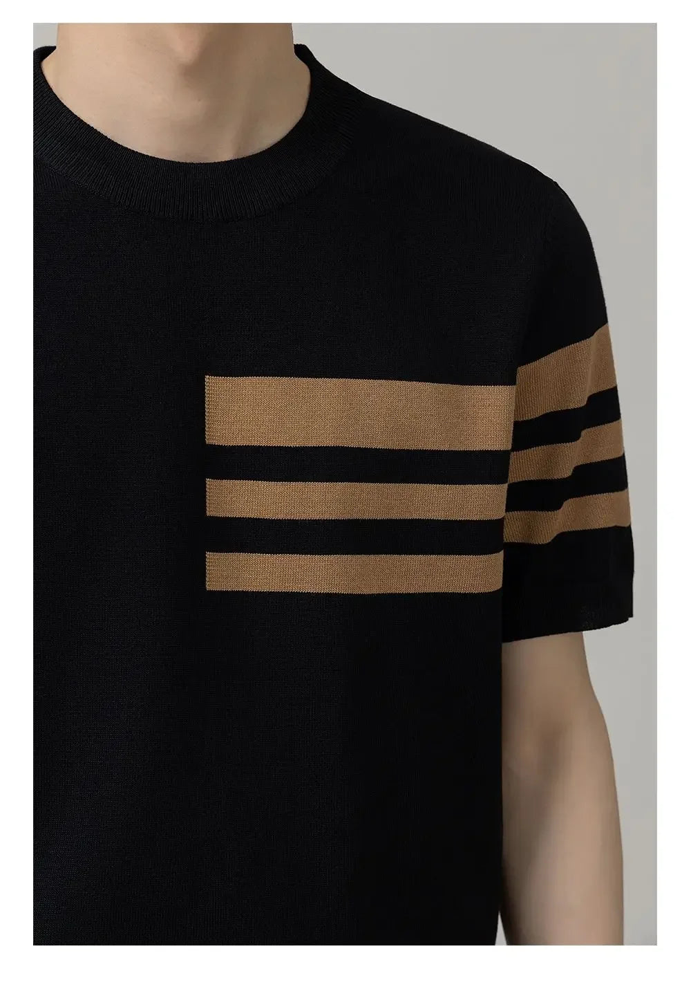 British Style Color-Block Knit Tee Rich Allure