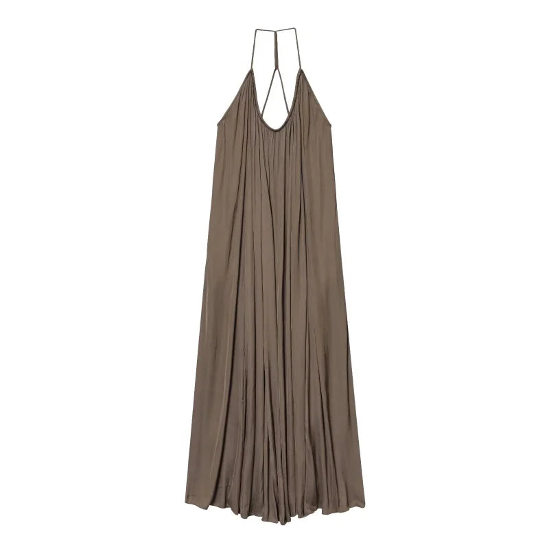 Elegant Lustre Backless Maxi Dress Rich Allure