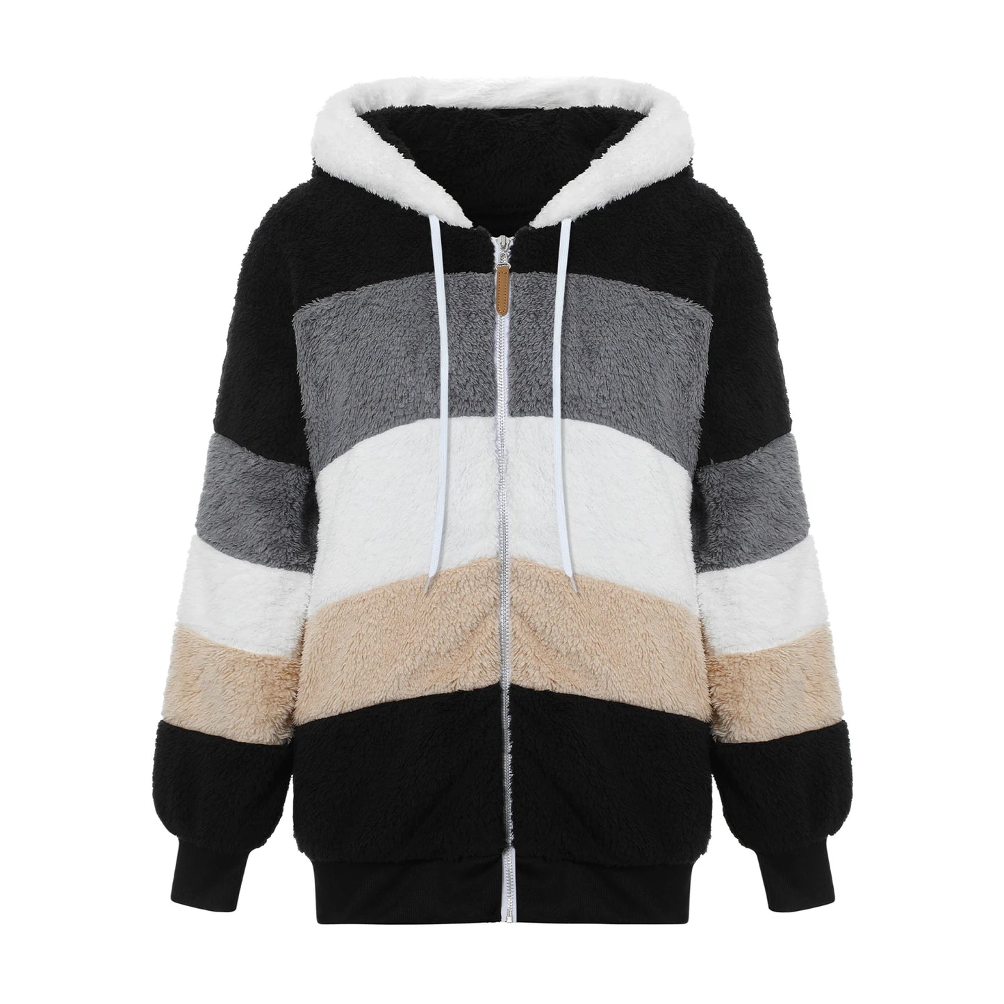 Hooded Plush Coat — Stylish Warm Zip-Up