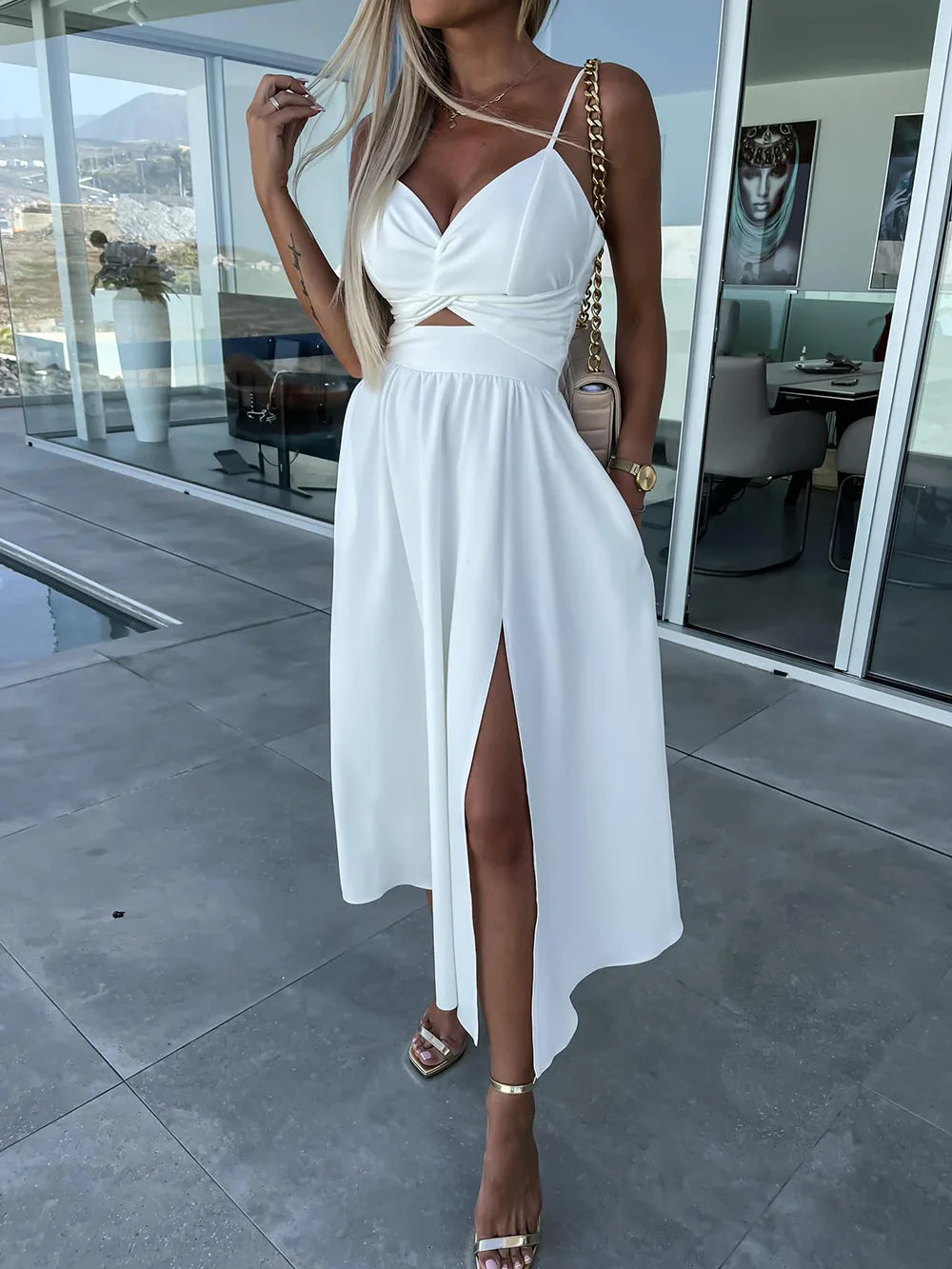 Backless V-Neck Camis Dress