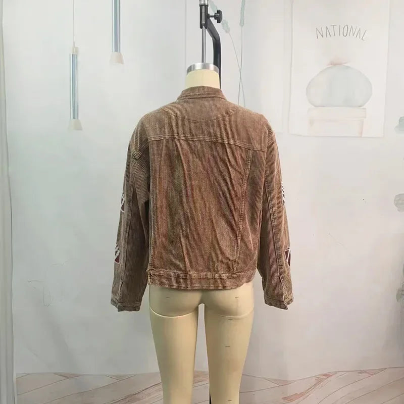 Glow Play Corduroy Sequin Varsity Jacket