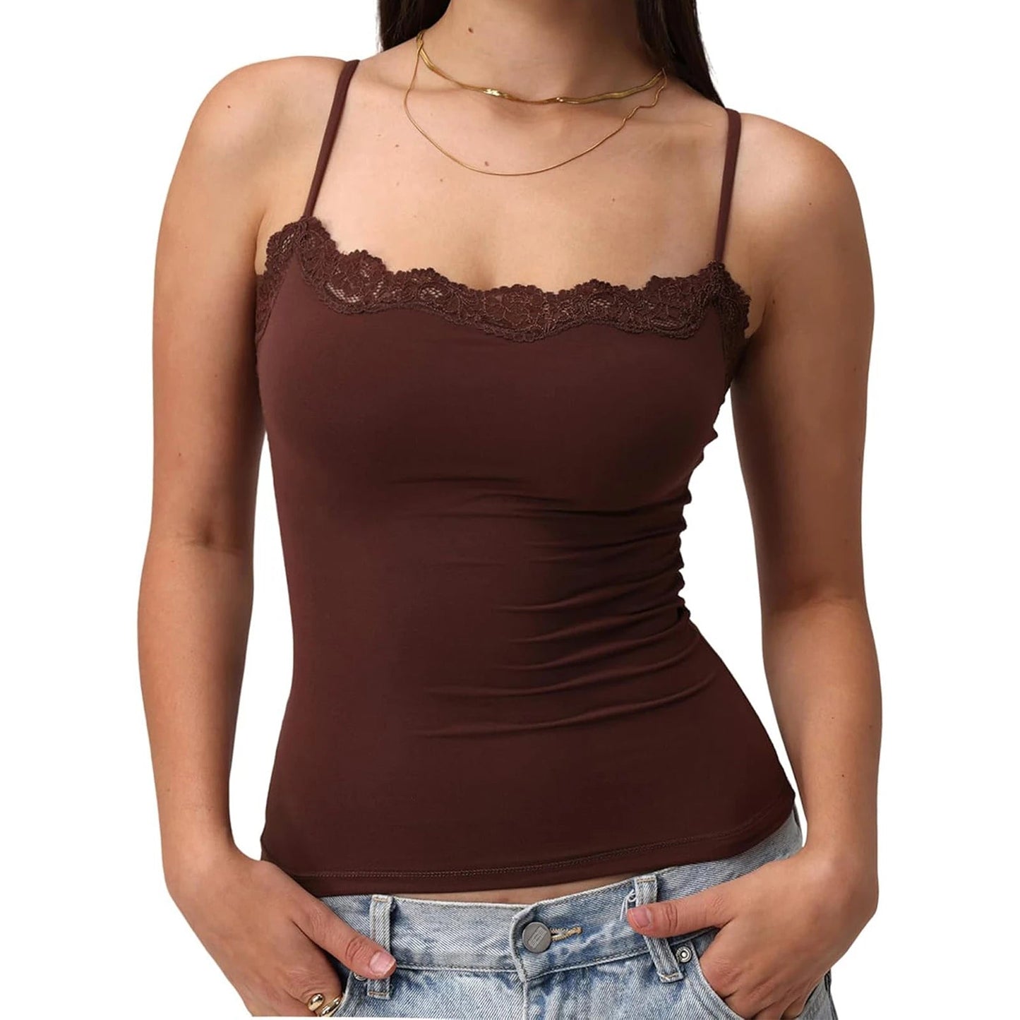 Lace Trim Slim Fit Camisole Rich Allure