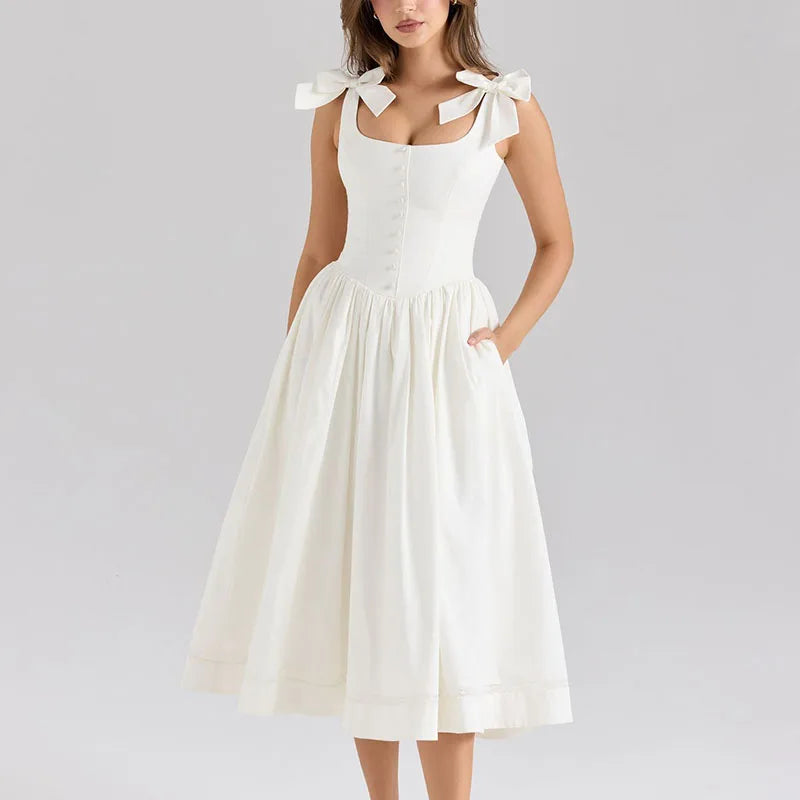 Elegant Charm Bow A-Line Dress