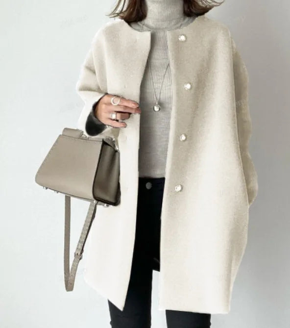 Retro Ease Button-Up Cardigan Coat Rich Allure