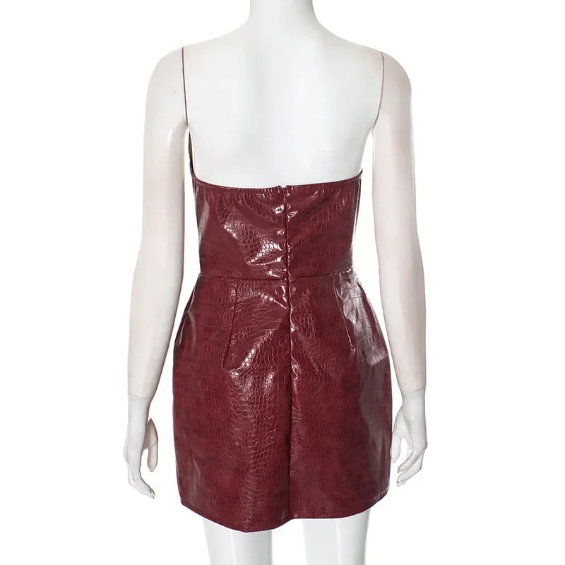 Midnight Luxe Strapless Leather Dress