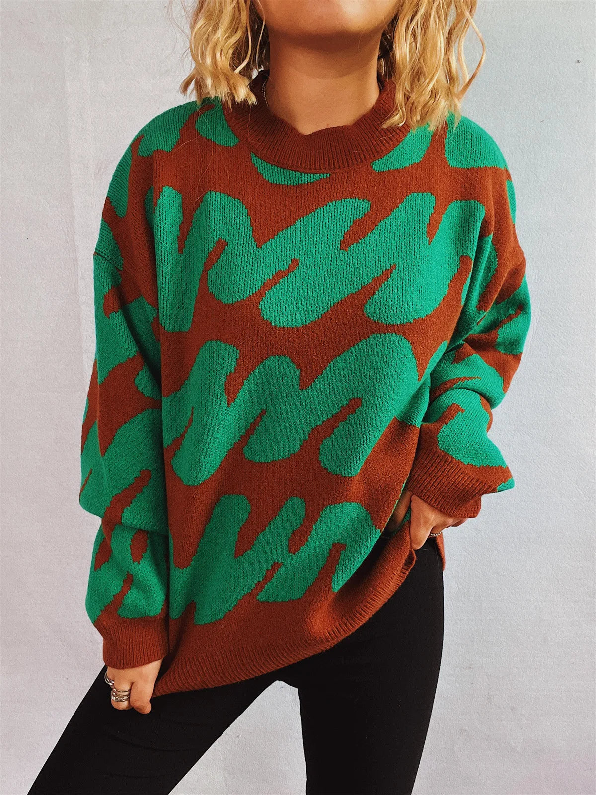 Stripe Craft Patchwork Knit Pullover Rich Allure