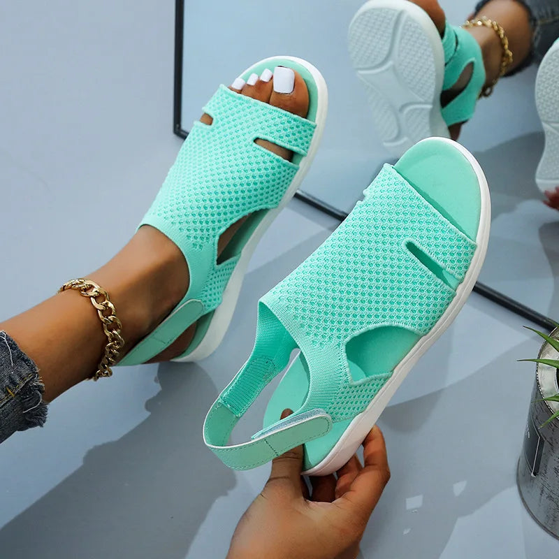 Crystal Mesh Flat Sandals