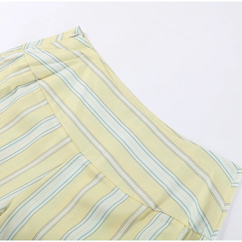 Striped Halter Lace-Up Beach Set