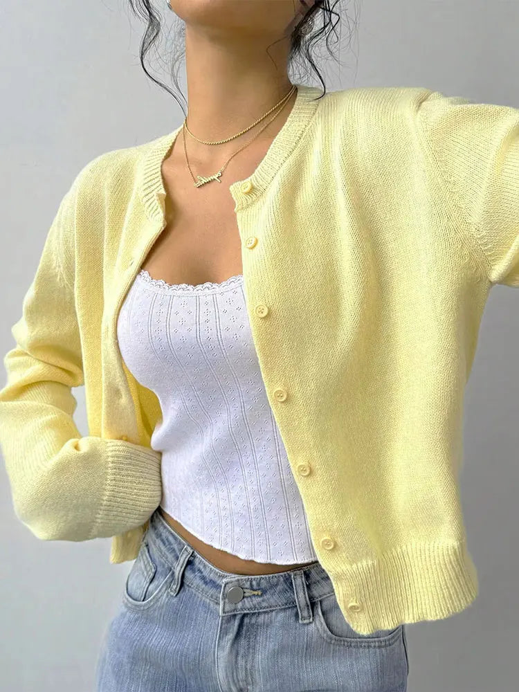 SunMuse Elegant Knit Button Cardigan