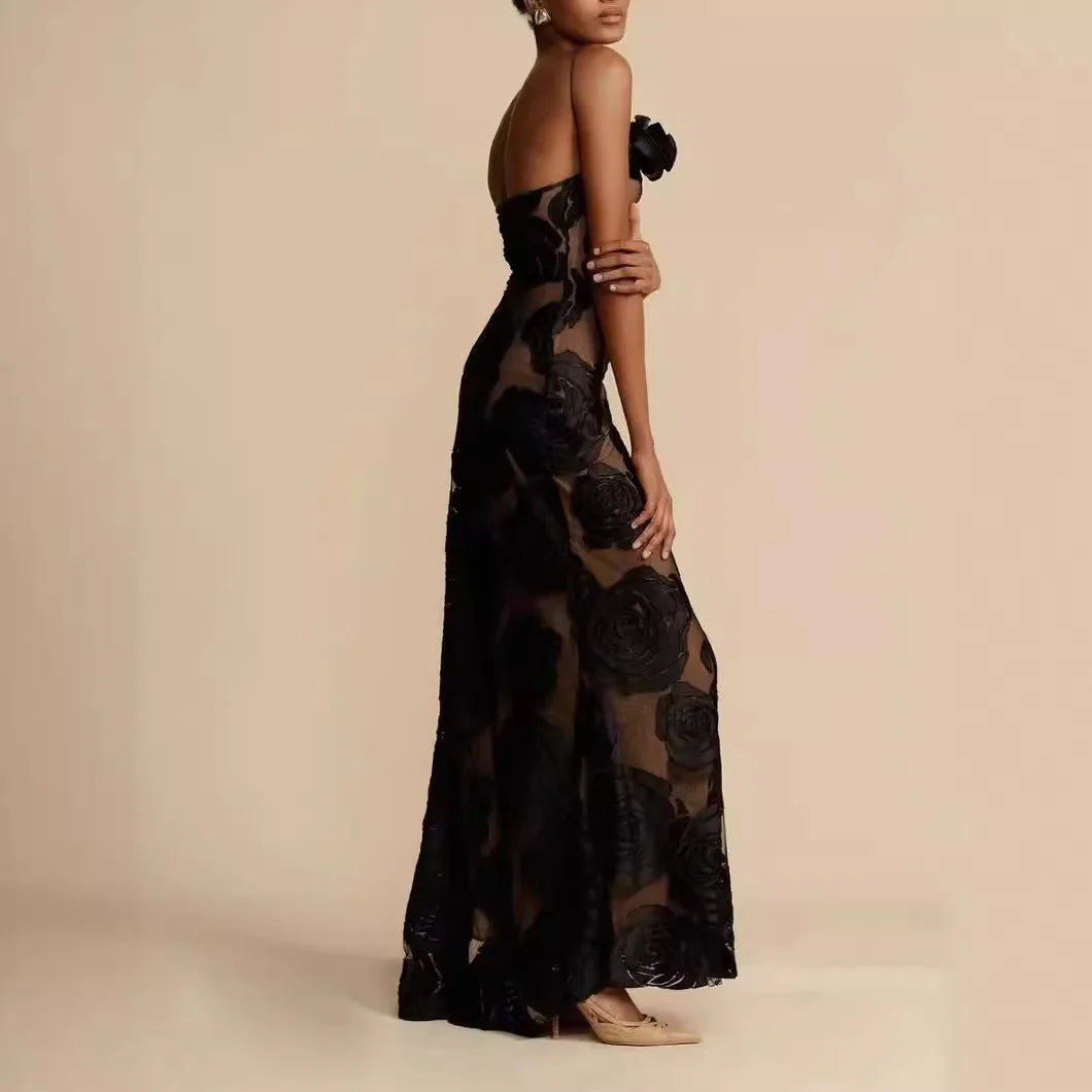 Midnight Allure Backless Evening Dress