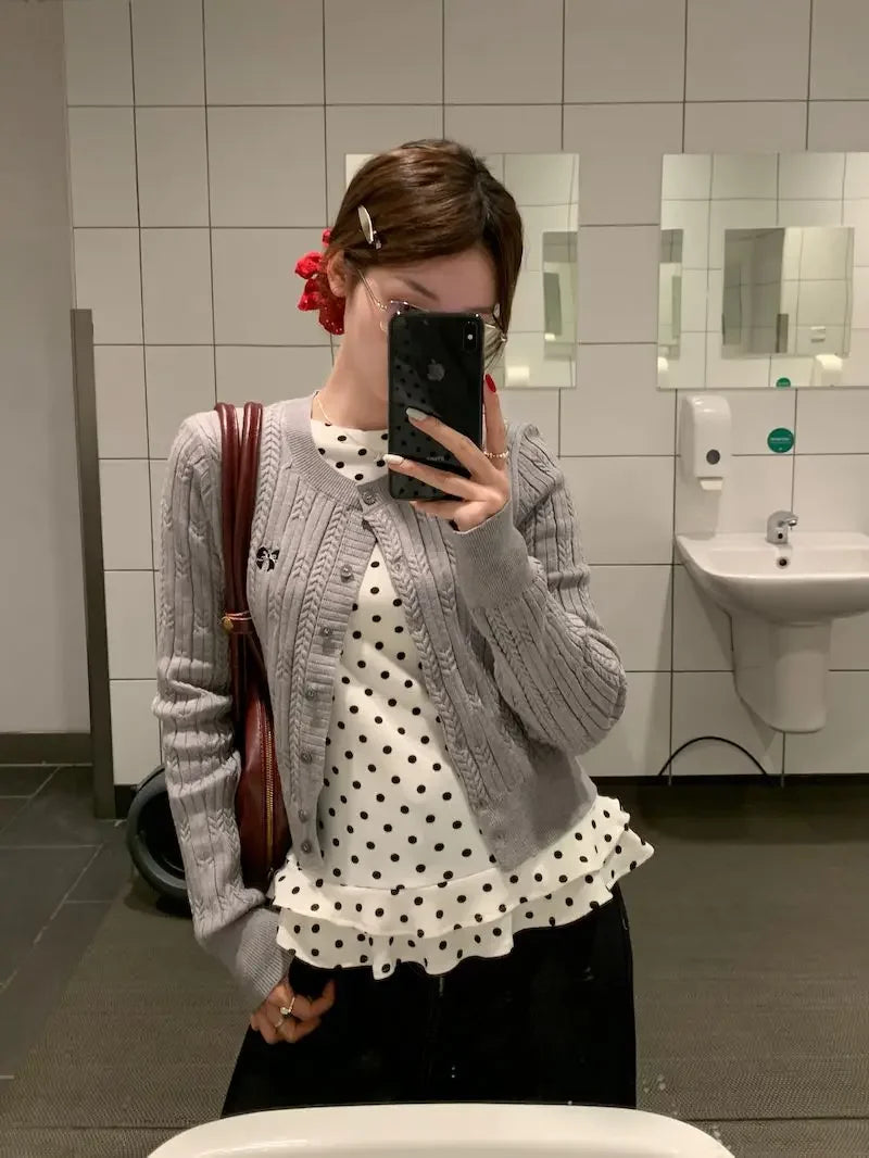 Ruffle Hem T-Shirt — Cute Polka Dot Casual