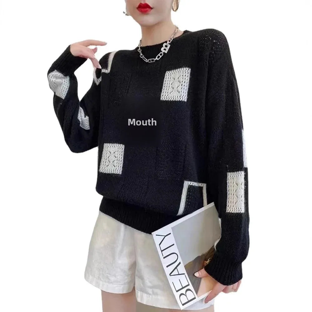 Vintage Checkered Knit Top