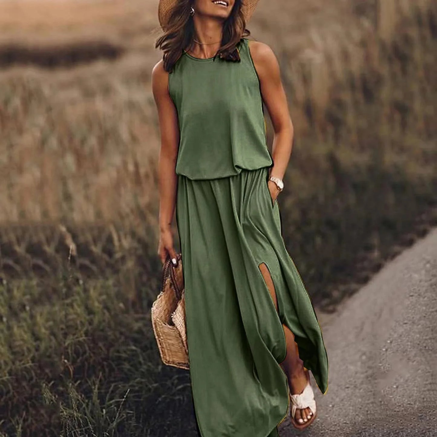 Sleeveless Suspender Office Sundress