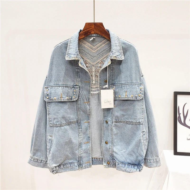 Boho Bloom Embroidered Denim Jacket