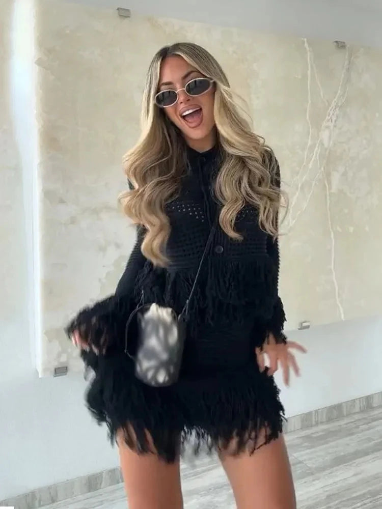 Tassel Knit Skirt Set