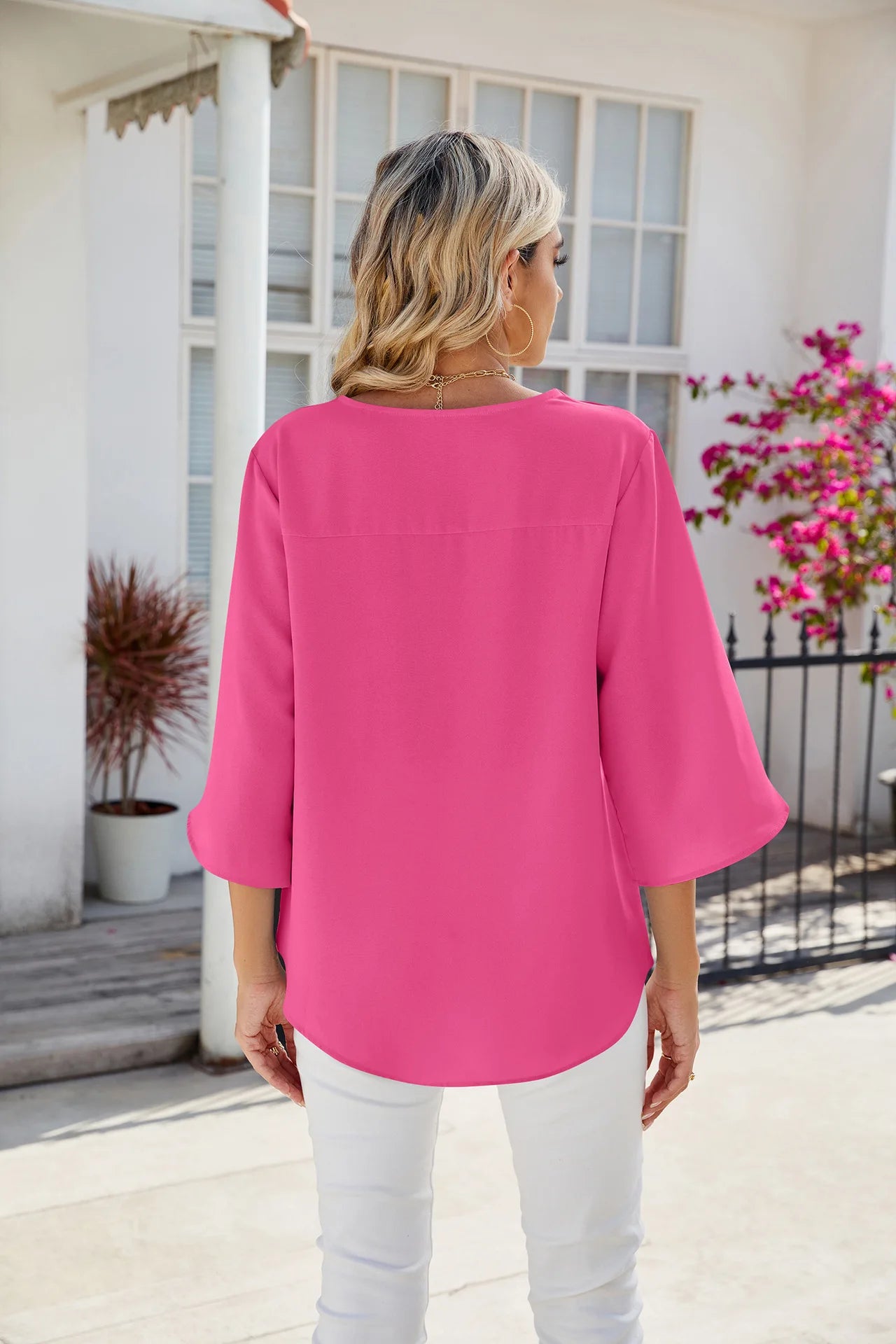 Elegant V-Neck Chiffon Blouse