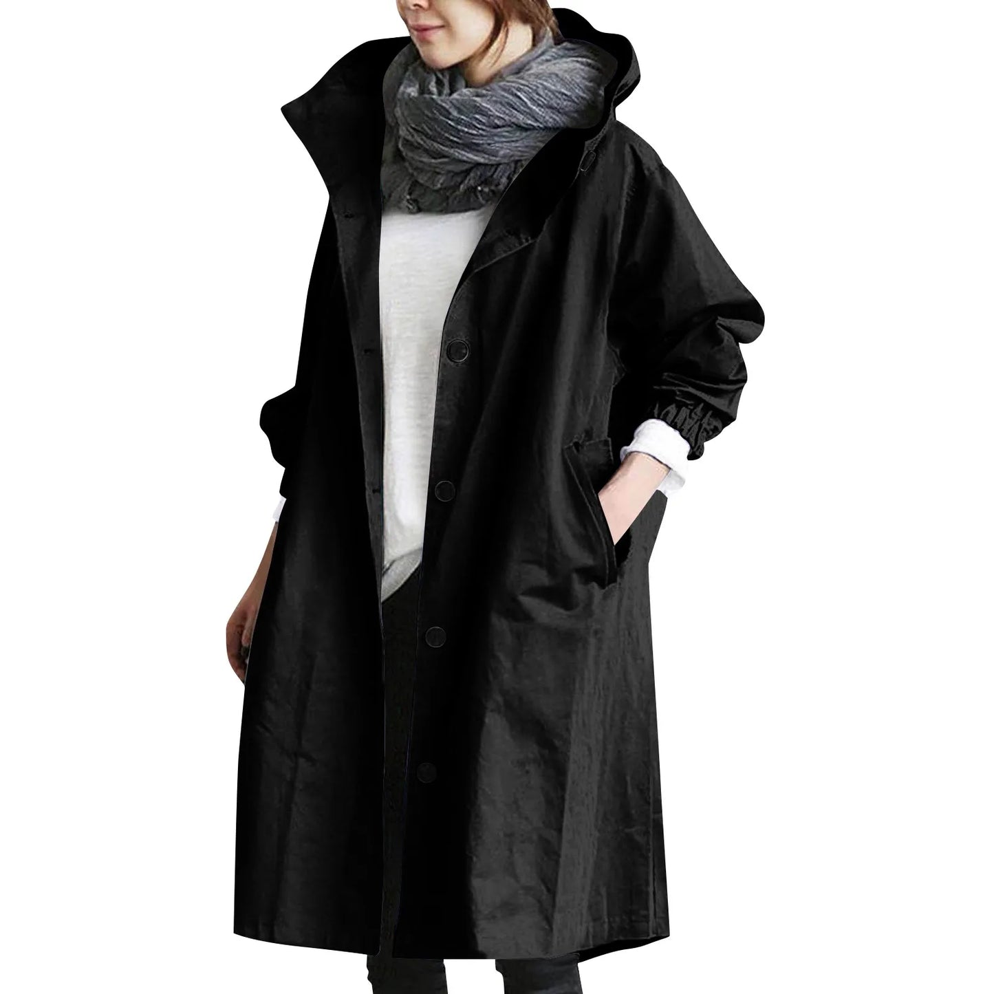 Women’s Long Hooded Trench Coat