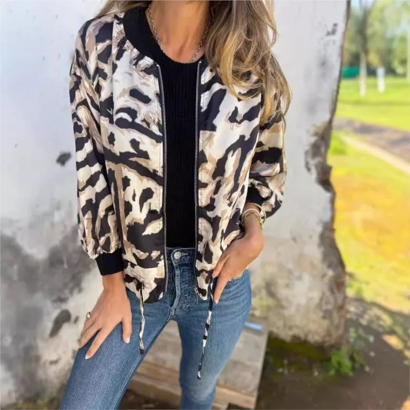 Leopard Print Bomber Jacket