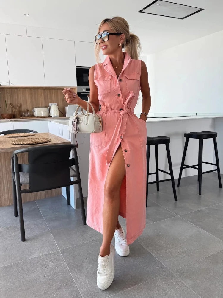 Elegant Y2K Denim Maxi Dress for Women