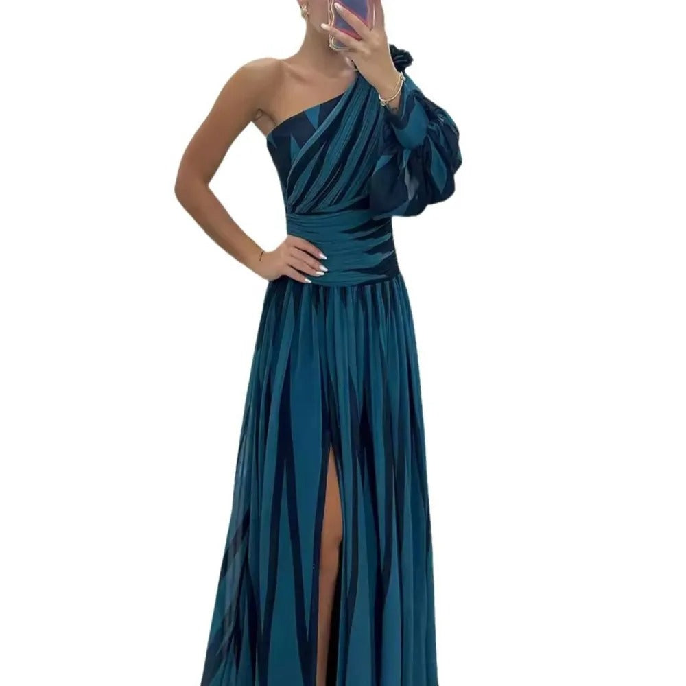 Elegant Strapless Slit Dinner Dress