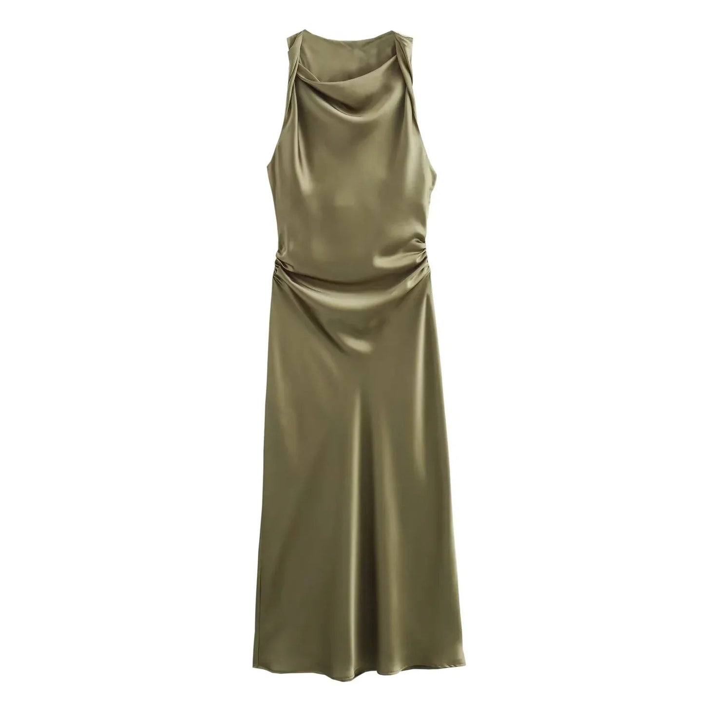 Satin Glow Summer Evening Dress