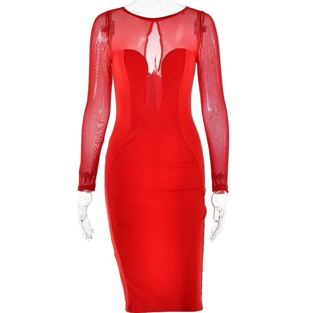 Elegant Strapless Backless Midi Party Dress