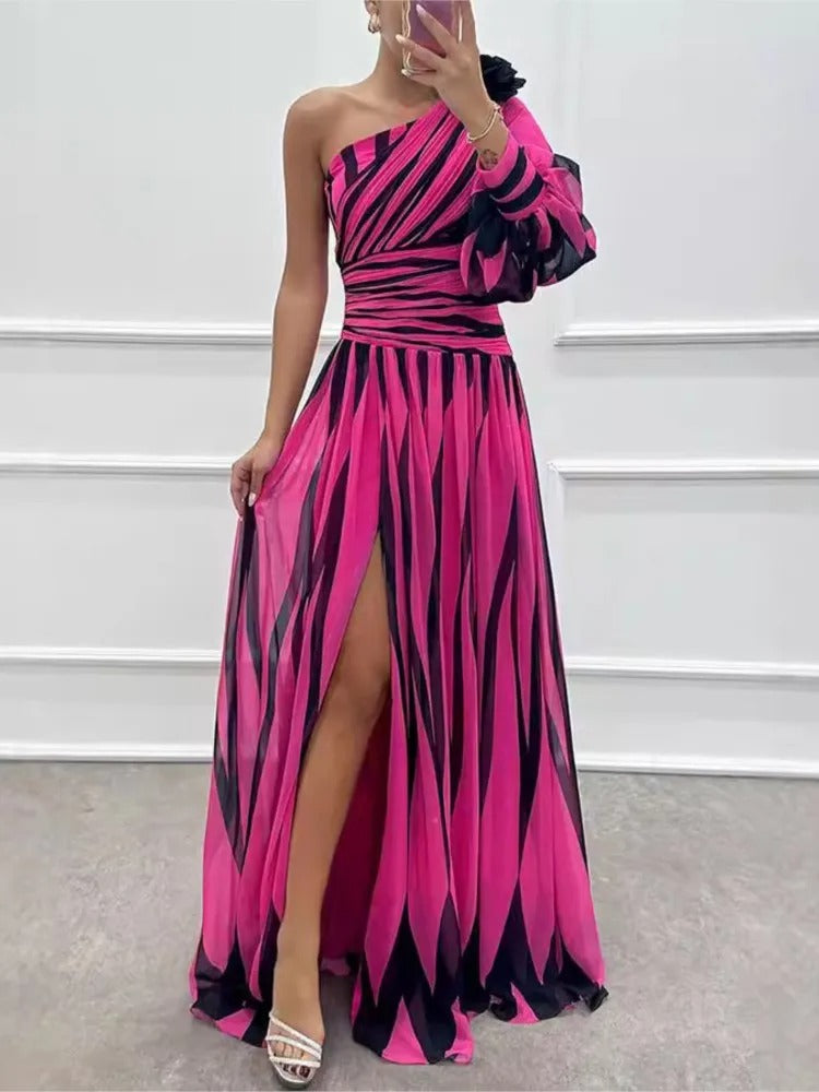 Elegant Strapless Slit Dinner Dress